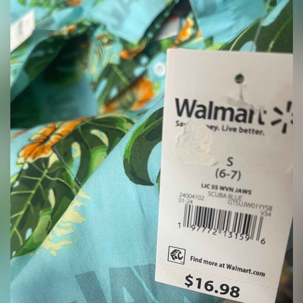 Jaws Tropics, Graphic Boys Button Up Short Sleeve Shirt - Picture 4 of 5